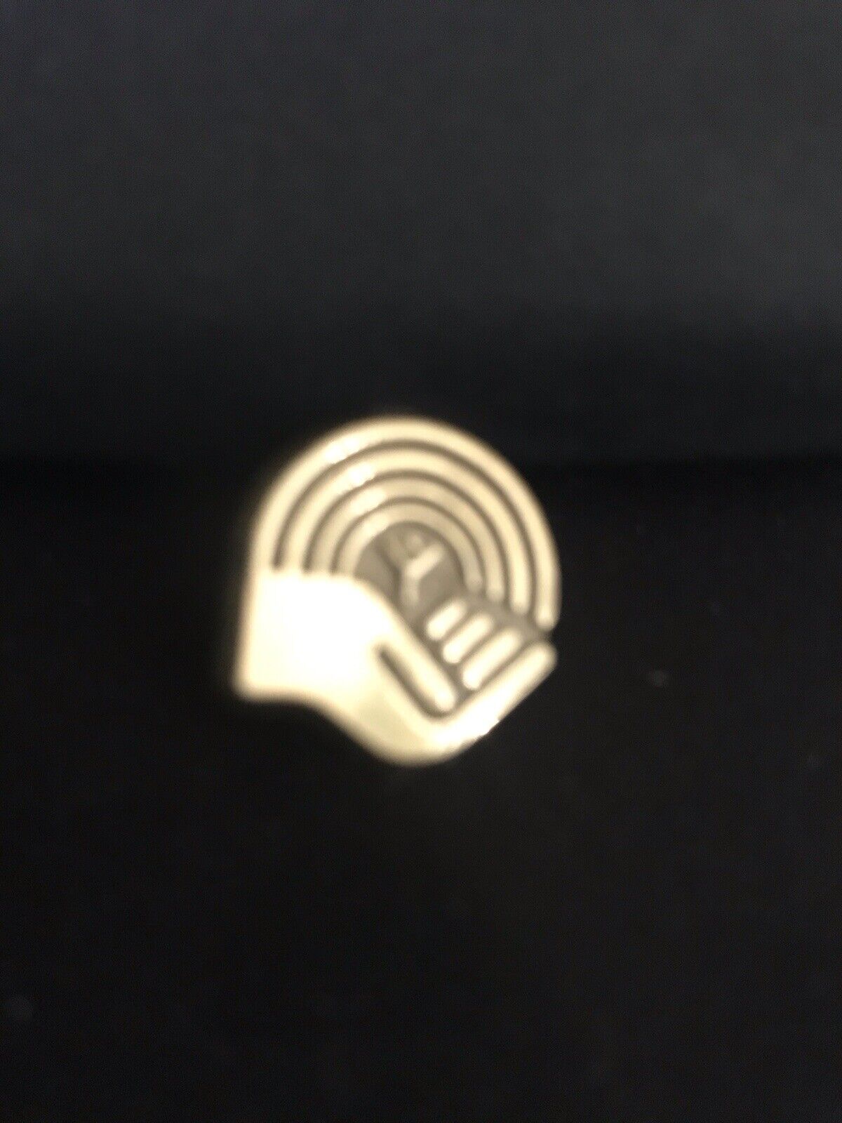 Retro United Way Campaign-Contributor Hand Round Gold Tone Lapel Pins