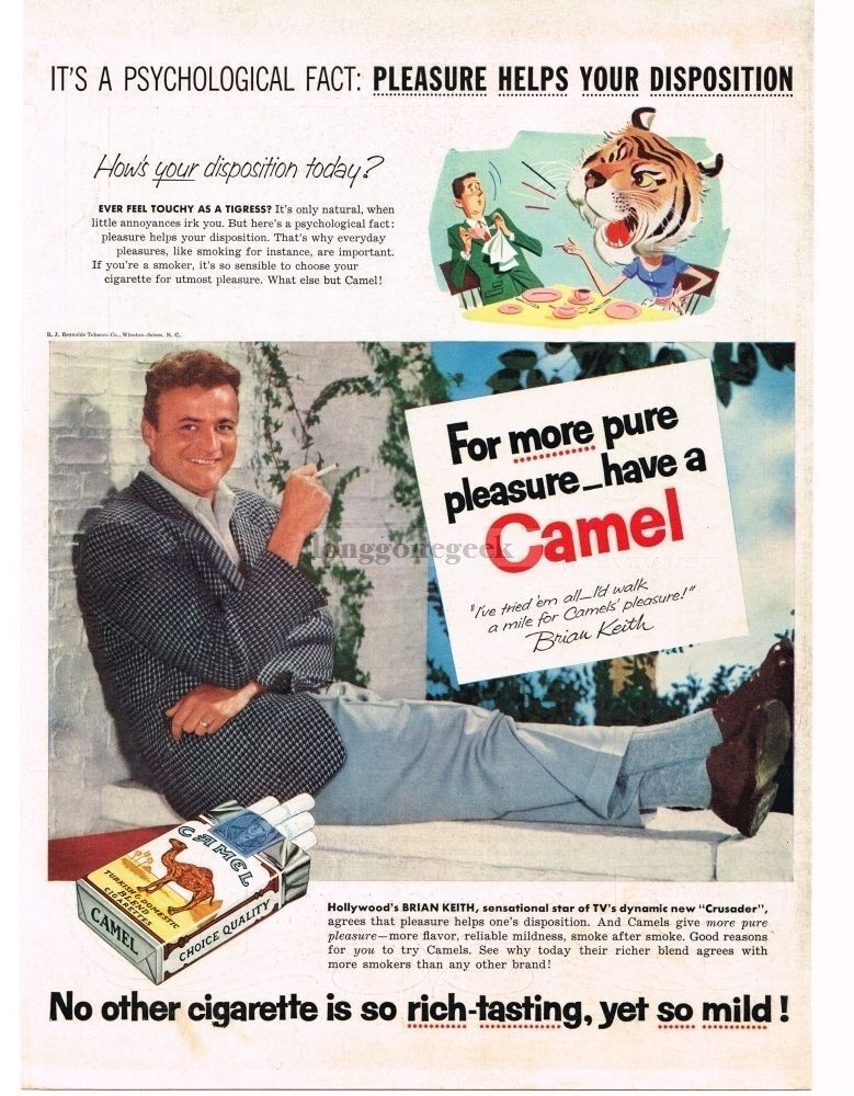 1955 CAMEL Cigarettes BRIAN KEITH Vintage Ad 