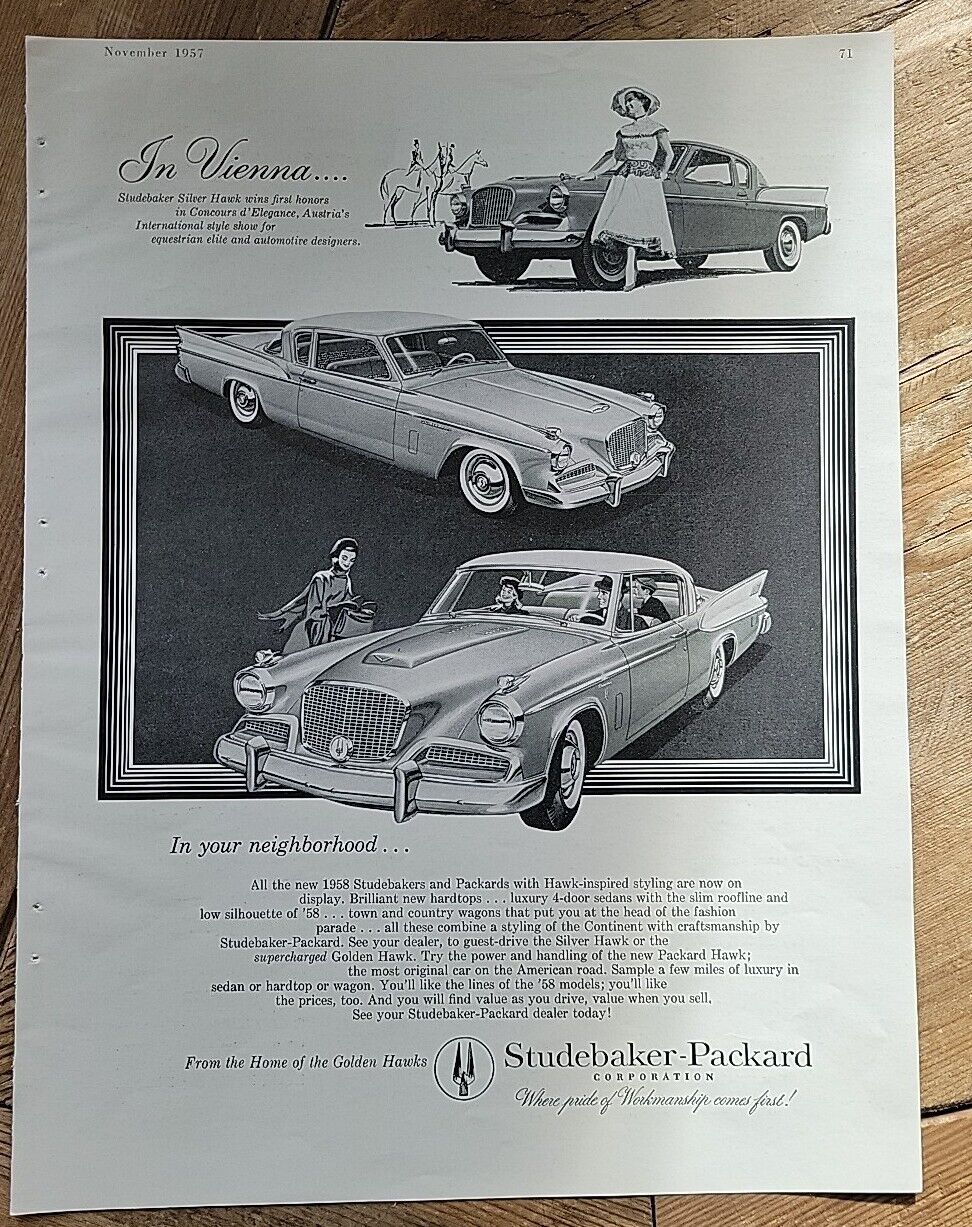 1957 Studebaker Packard Silver Golden Hawk Car Vintage Original Ad