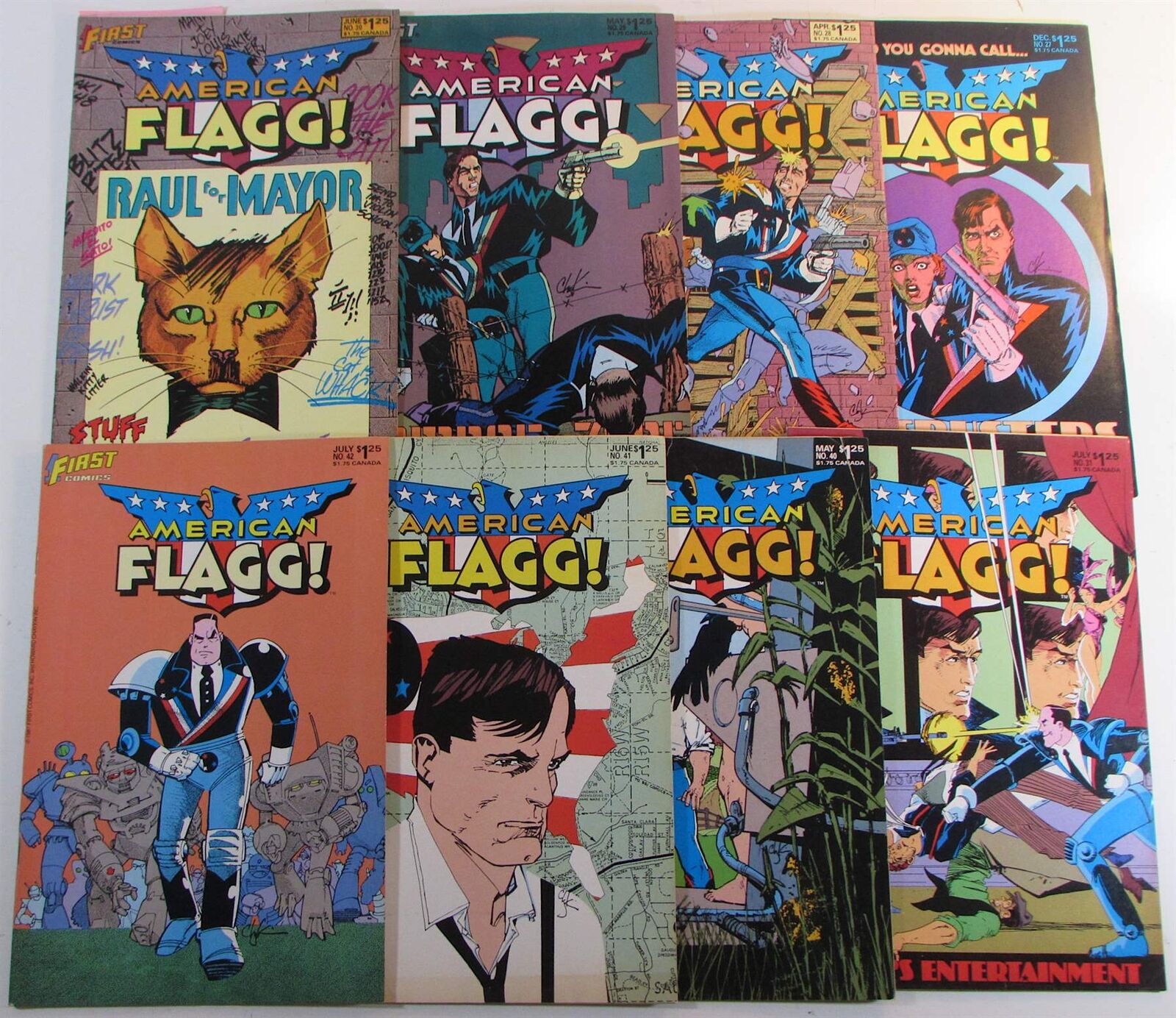 1985 American Flagg Lot of 8 #27,28,29,30,31,40,41,42 First 1st Print Comics