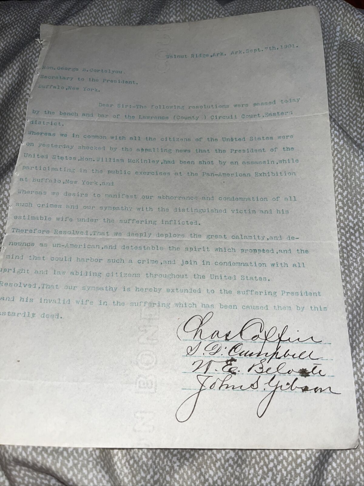 1901 Lawrence County Circuit Court Arkansas Resolution on McKinley Assassination