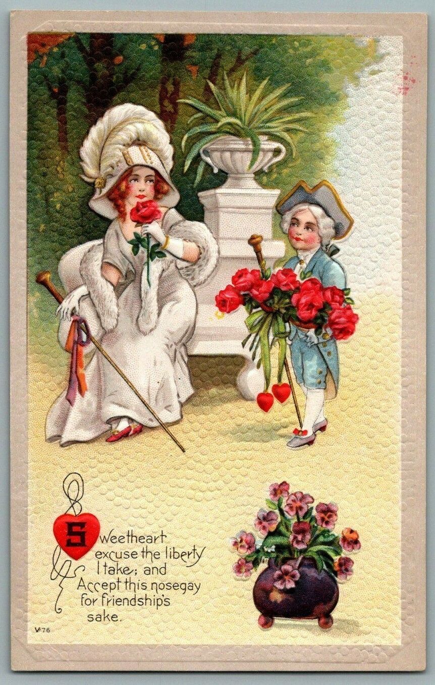 Embossed Illustrated Postcard~ Romance~ Sweetheart Excuse The Liberty I Take 