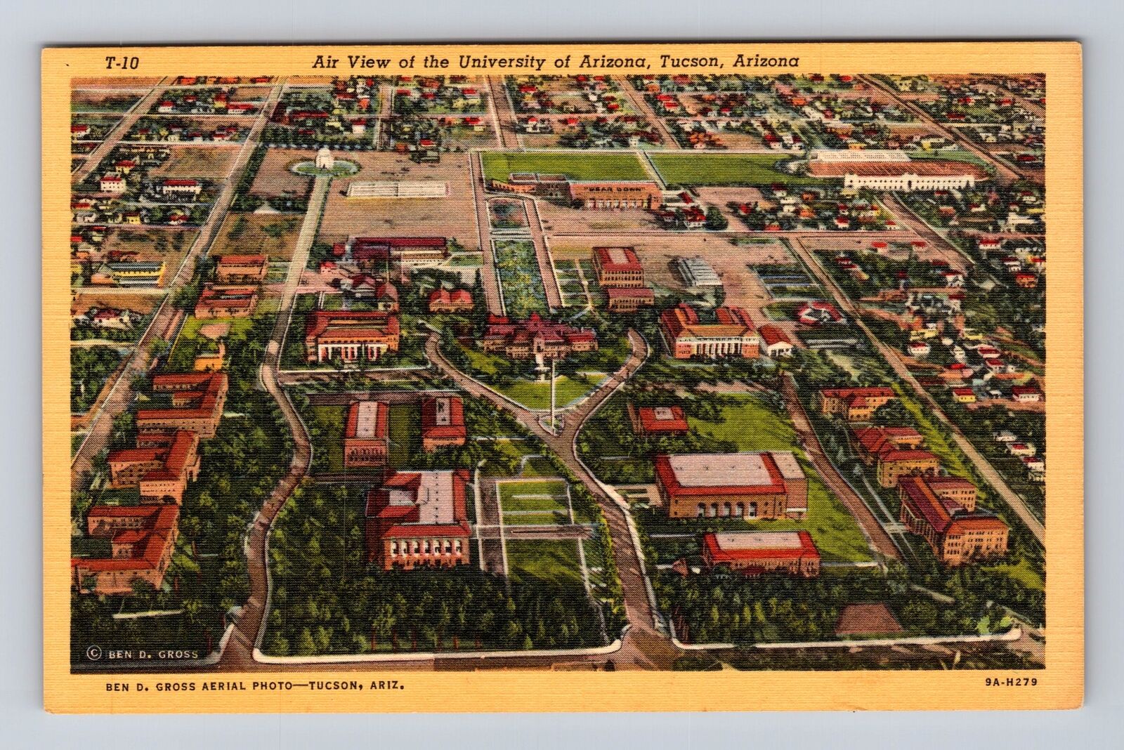 Tucson AZ-Arizona, Aerial Of University Of Arizona, Antique, Vintage Postcard