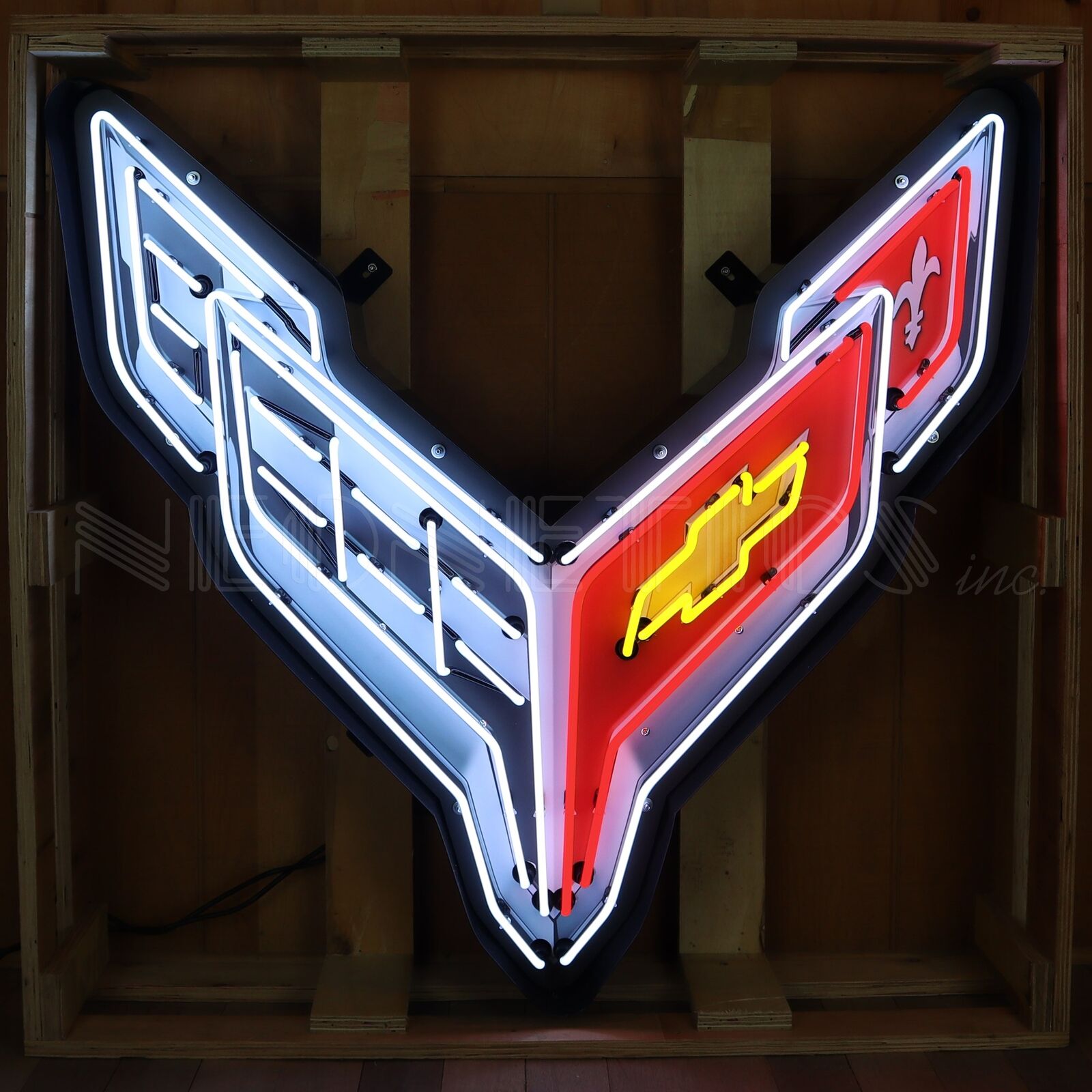 Corvette C8 Neon Sign Chevrolet Licensed Neon Sign in Shaped Steel Can 9C8COR