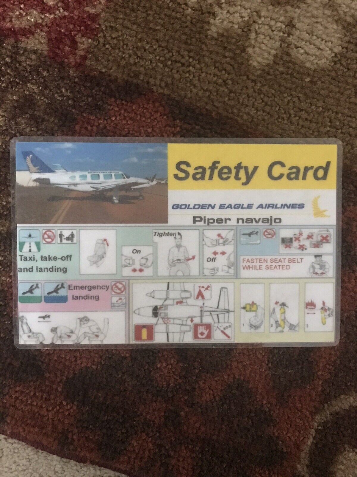 Golden Eagle Airlines  Piper Navajo  Australia 🇦🇺Safety Card