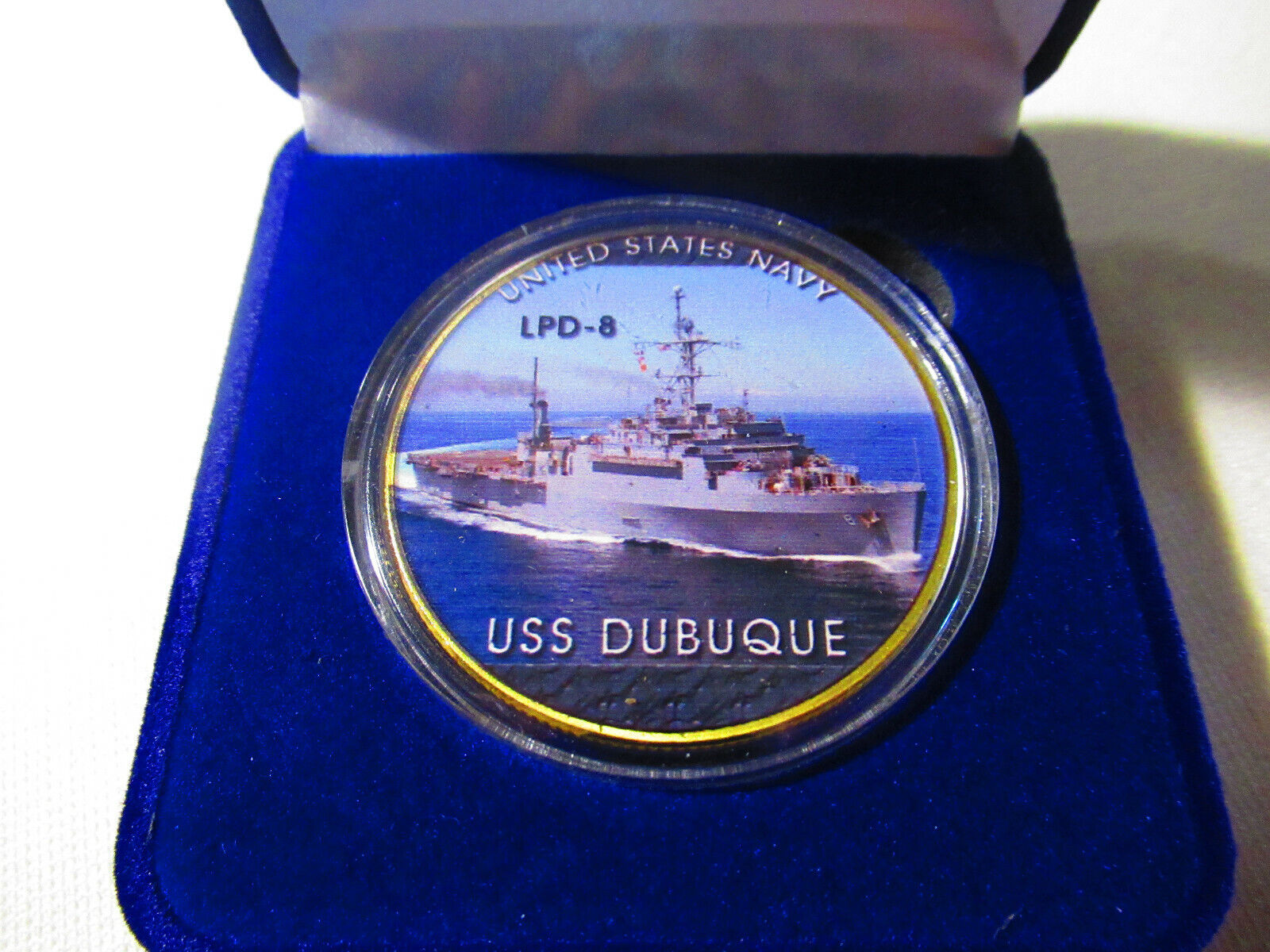 US NAVY - USS Dubuque (LPD-8) Challenge Coin w/ Presentation Box
