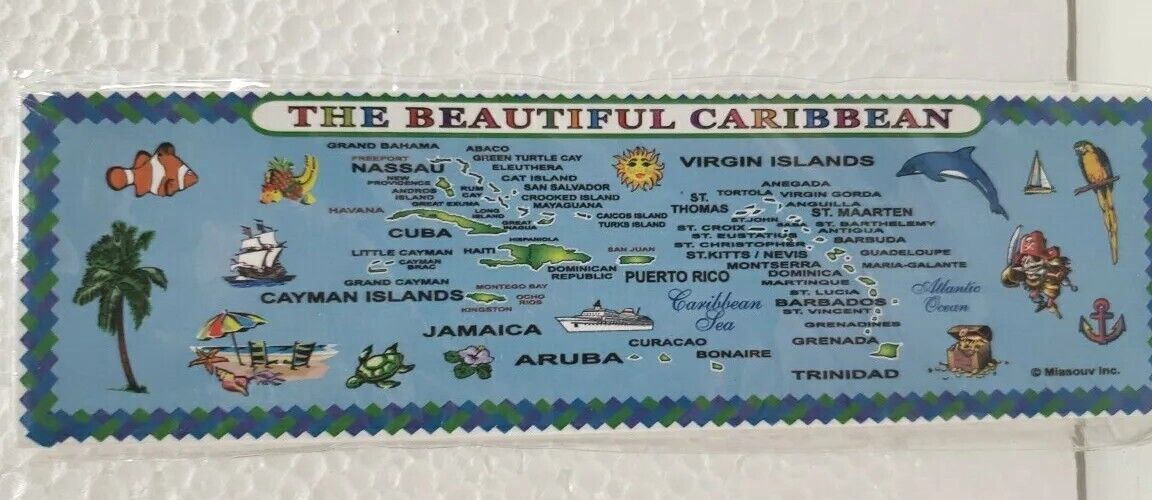 The Beautiful Caribbean Rectangle Souvenir Magnet New 7x2