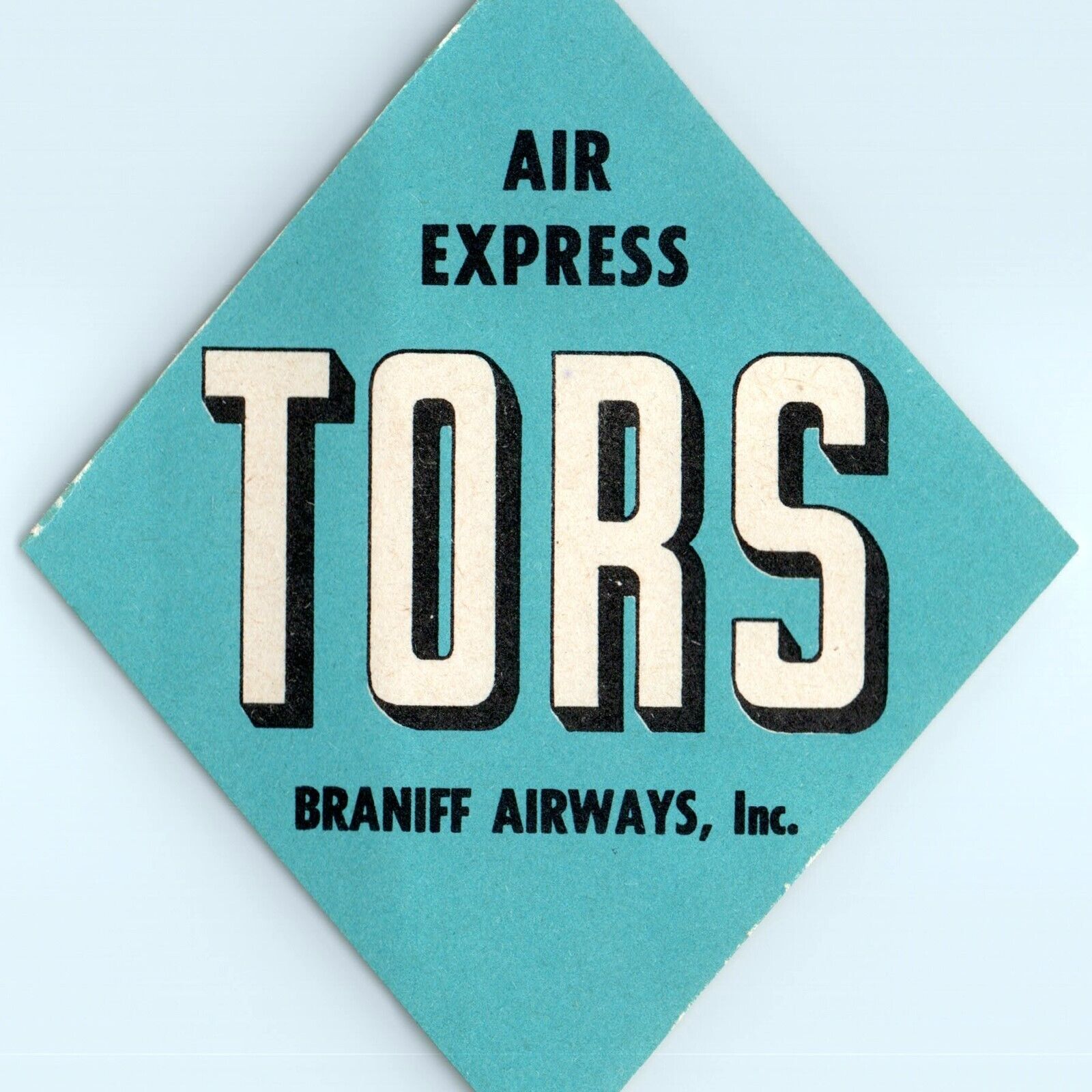 c1950s Braniff Airways, Inc. Luggage Label TORS Air Express Airplane Diamond C42