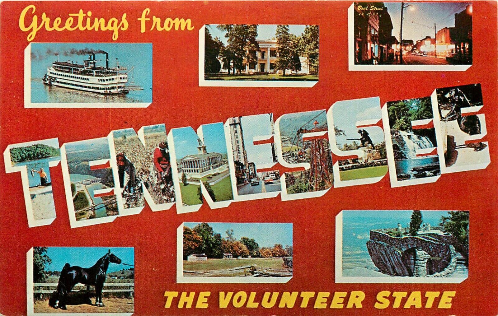 Greetings from Tennessee TN Block Letter Postcard