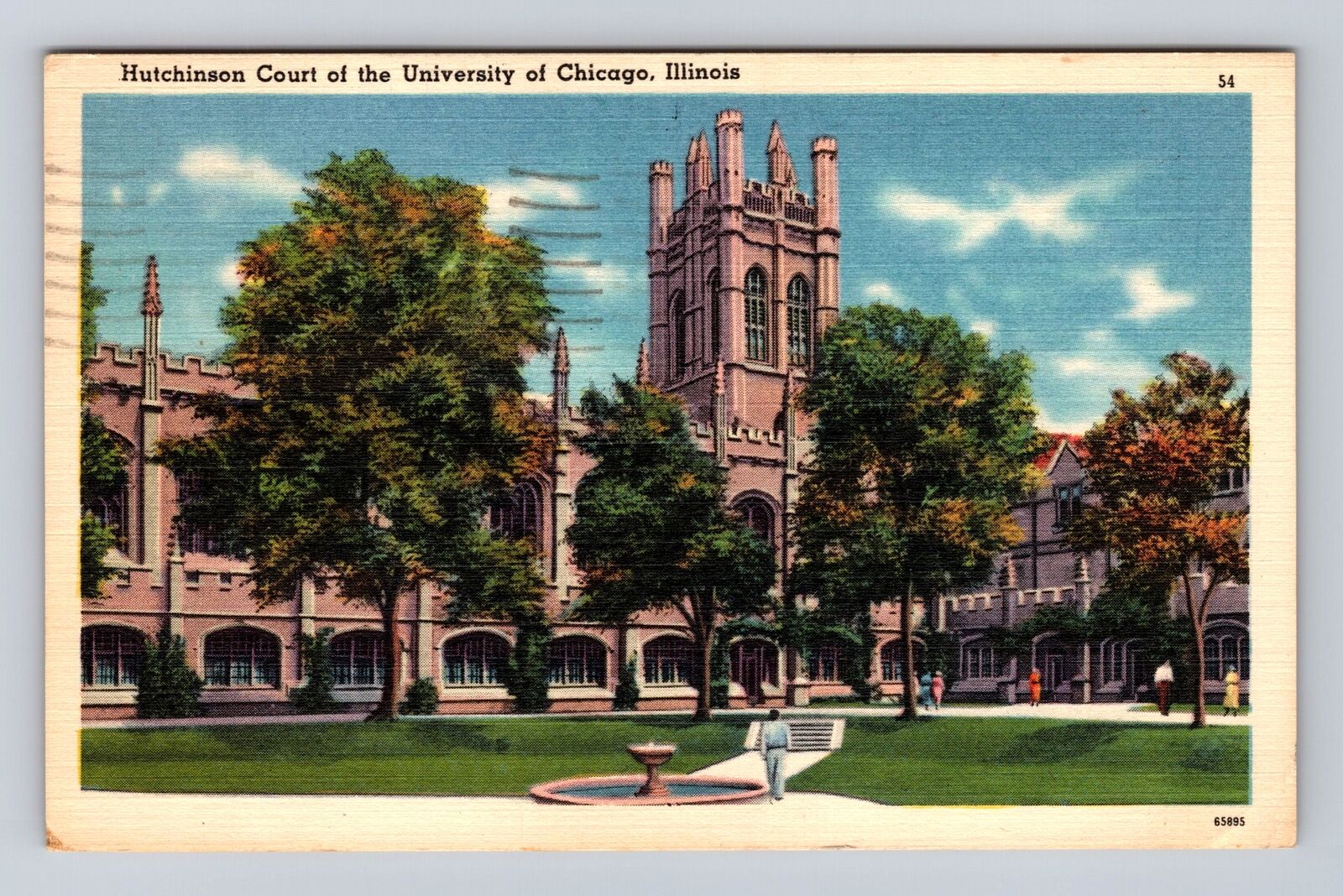 Chicago IL- Illinois, Hutchinson Court Of University, Vintage c1958 Postcard