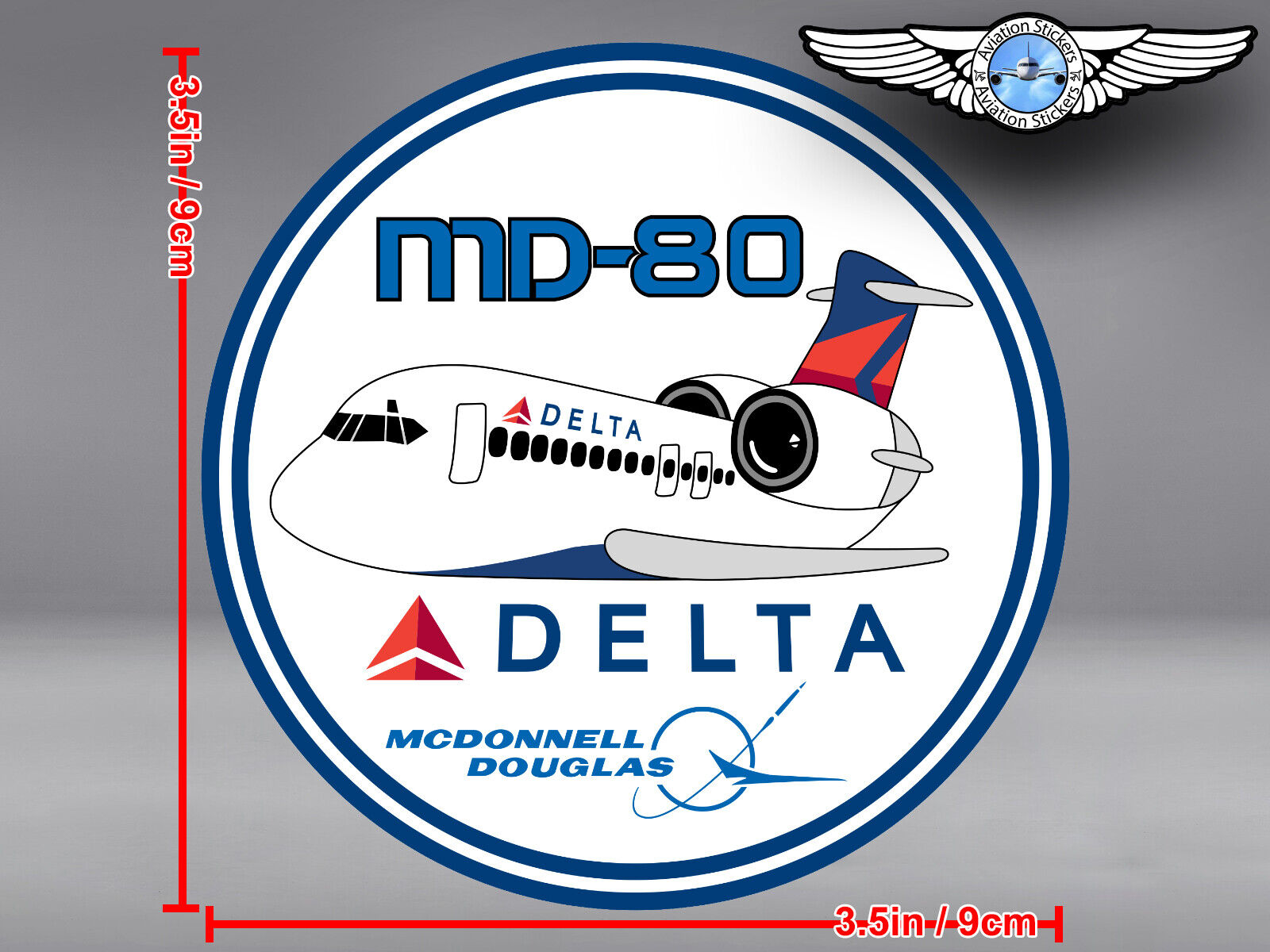 DELTA AIR LINES ROUND PUDGY MCDONNELL DOUGLAS MD80 MD 80 DECAL / STICKER 