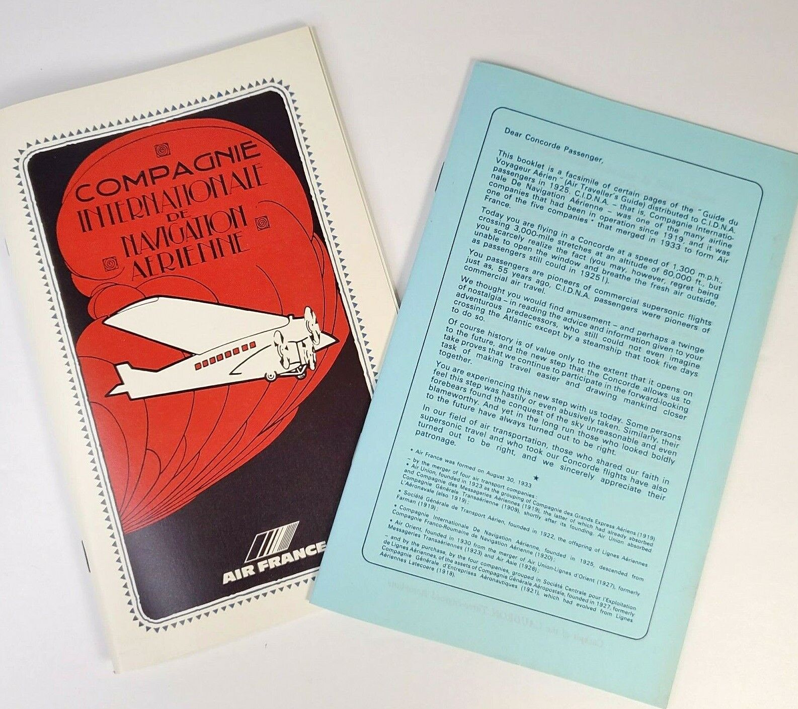 2 Vtg 1980 Air France Concorde In Flight Brochures Booklets Navigation Aerienne