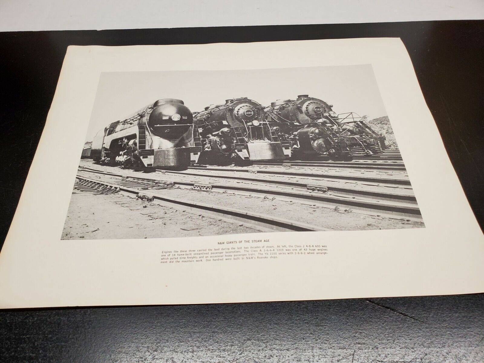 N&W Giants of the Steam Age 12 x 16 B&W Lithograph