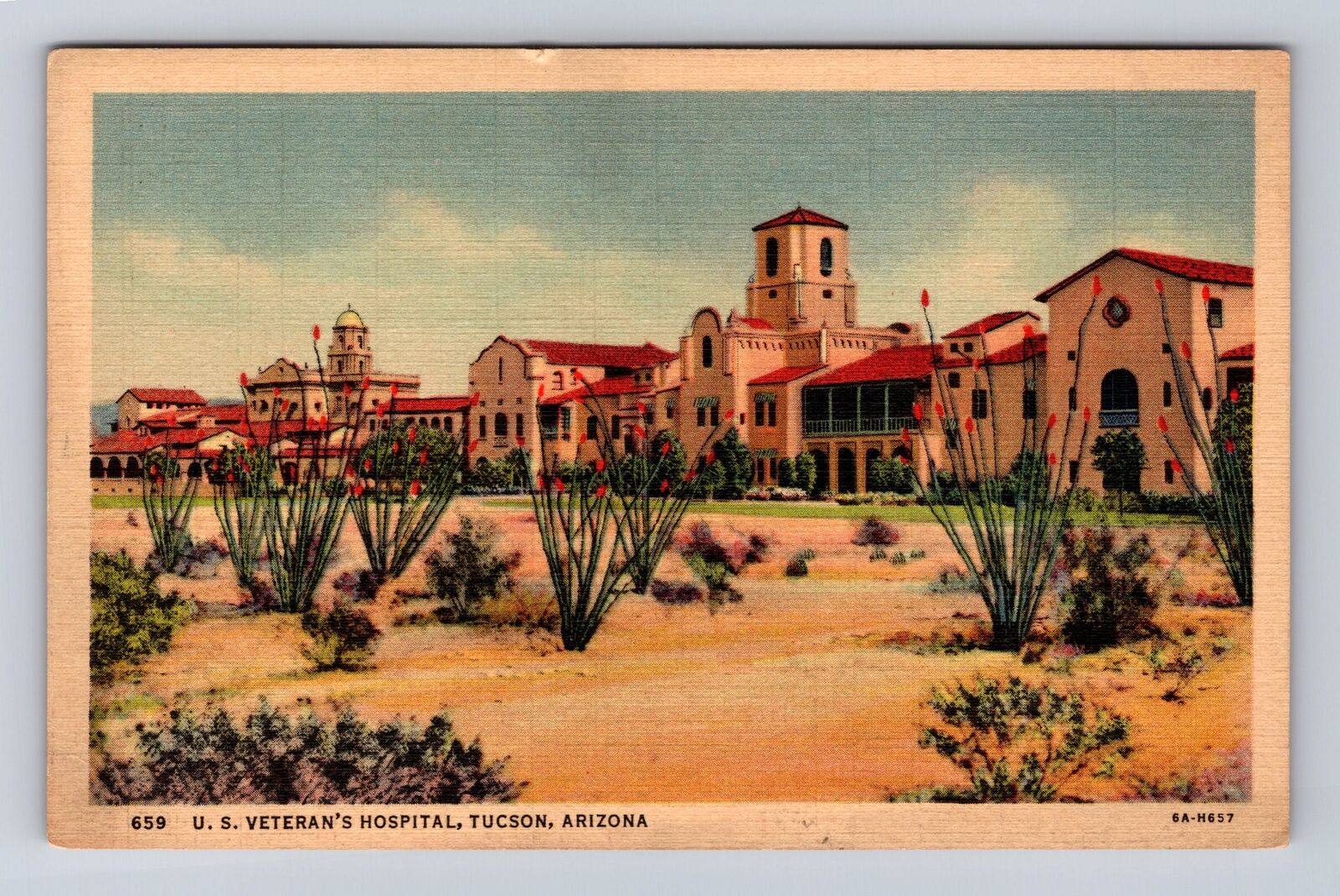 Tucson AZ- Arizona, US Veterans Hospital, Antique, Vintage Souvenir Postcard