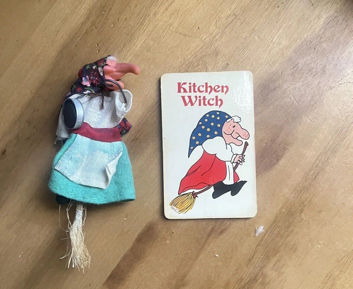 Vintage Good Luck Kitchen Witch  Doll Rubber Face Norwegian  Baba Yaga 5\