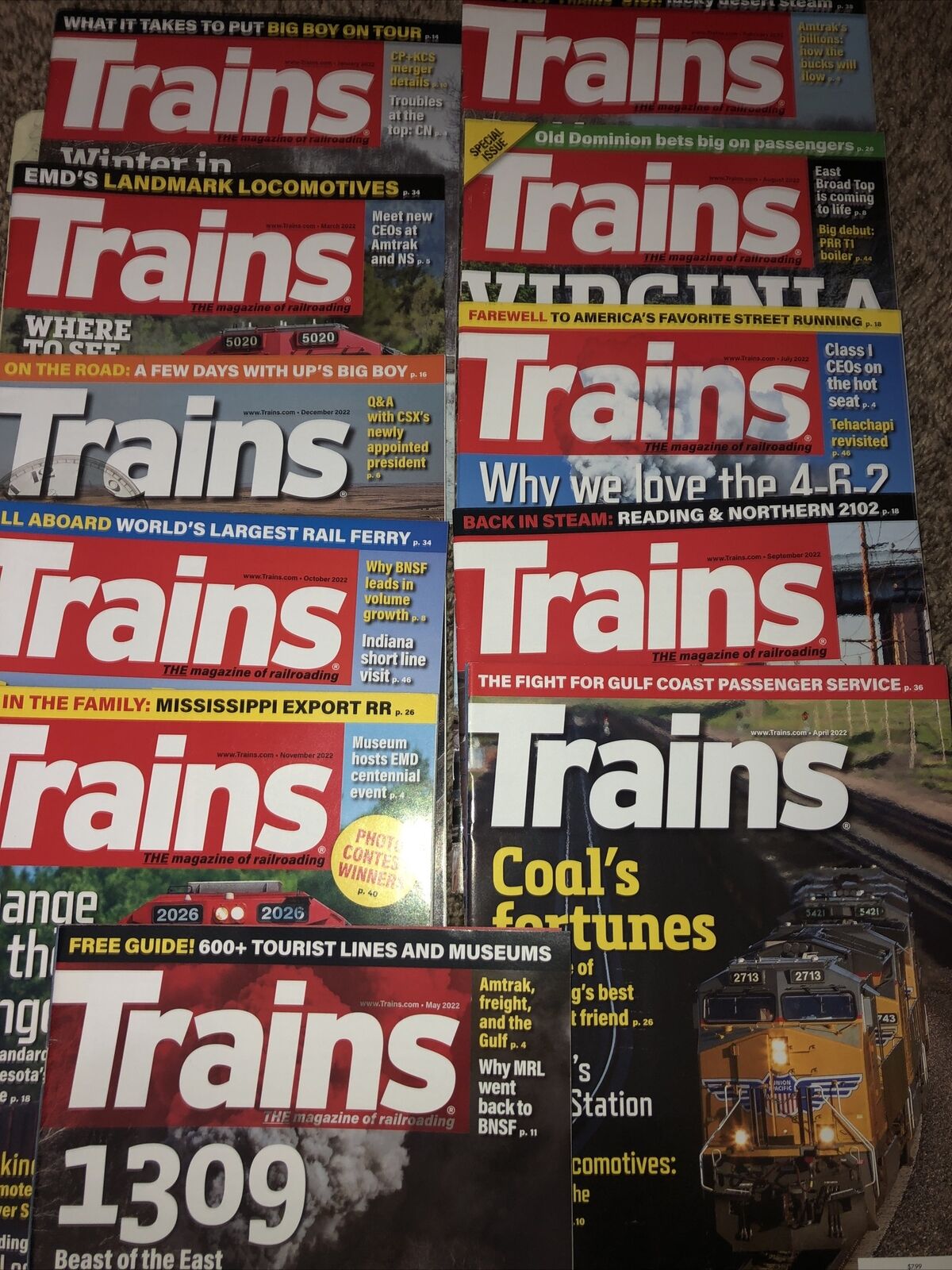 Trains Magazine 2022 11 Editions Jan Feb Mar April May July Aug Sept Oct Nov Dec