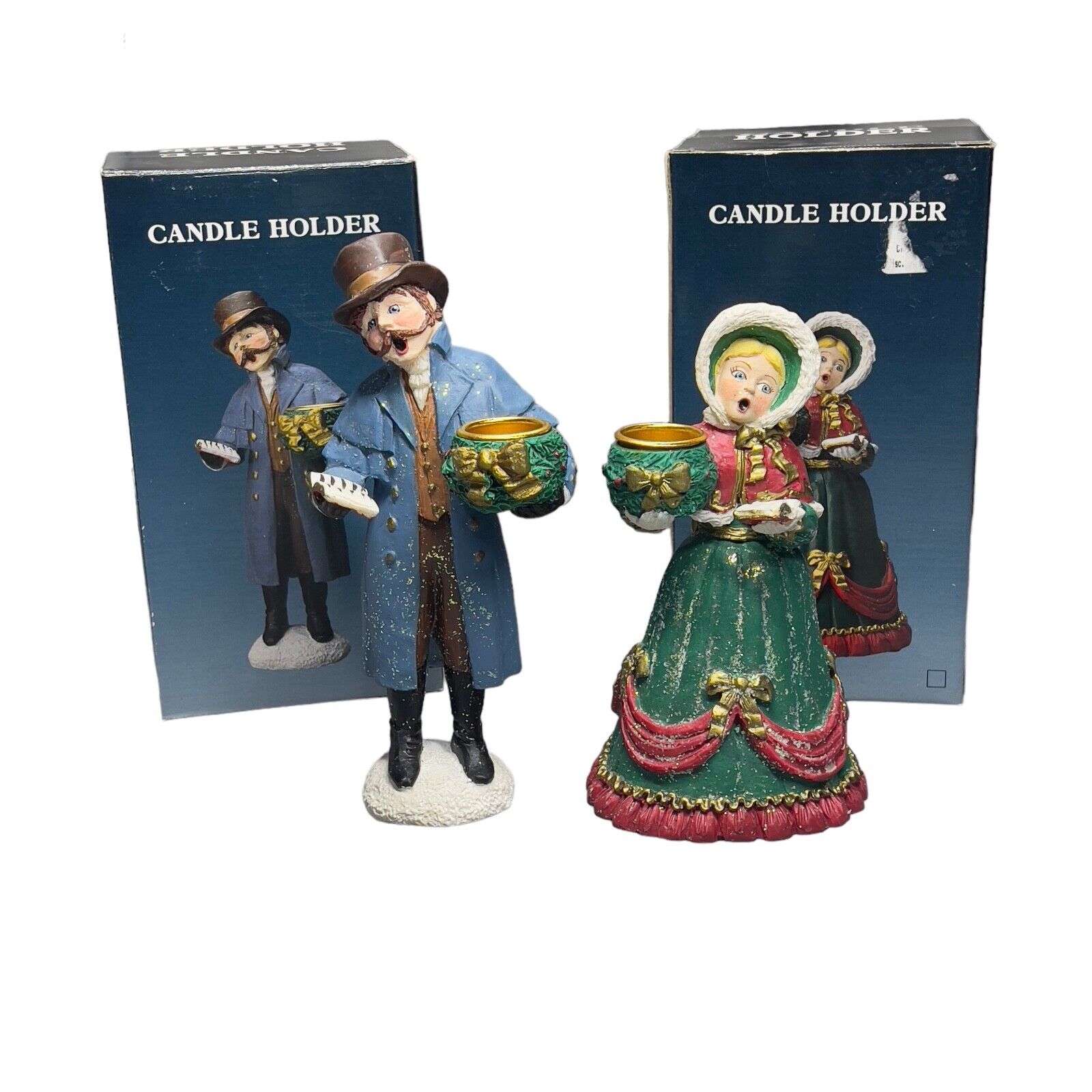 Kurt Adler Candlestick Caroler Caroling Christmas Pair Couple IN BOXES
