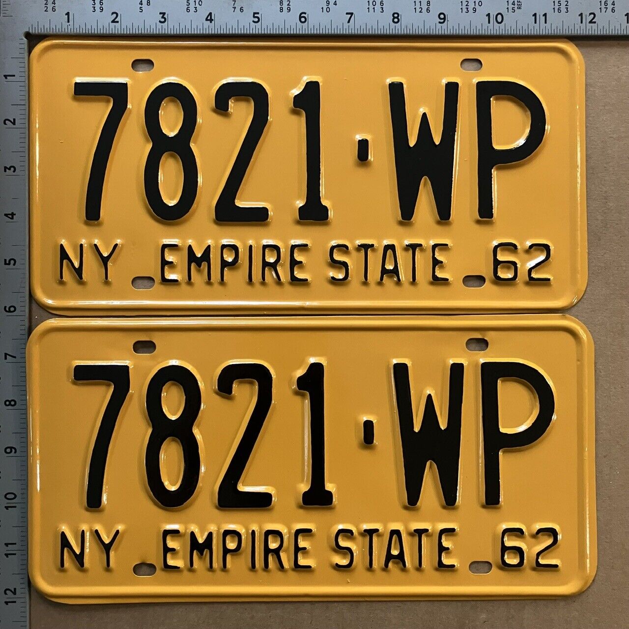 1962 1963 New York license plate pair 7821 WP YOM DMV SHOW CAR READY P017