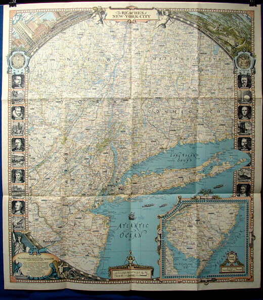 DETAILED 1939 THE REACHES OF NEW YORK CITY MAP