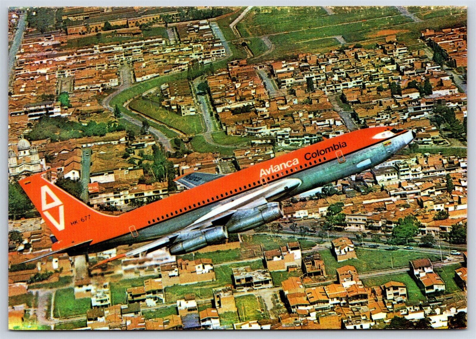 Airplane Postcard Avianca Colombia Airlines Boeing 720-B Movifoto #Hk677-2 CI19