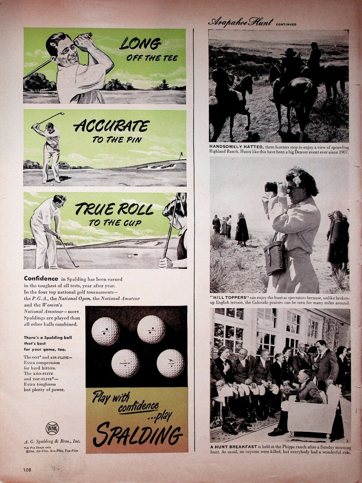 1949 Spalding Golf Balls - DOT, AIR-FLITE, KRO-FLITE, TOP-FLITE - Vintage Ad
