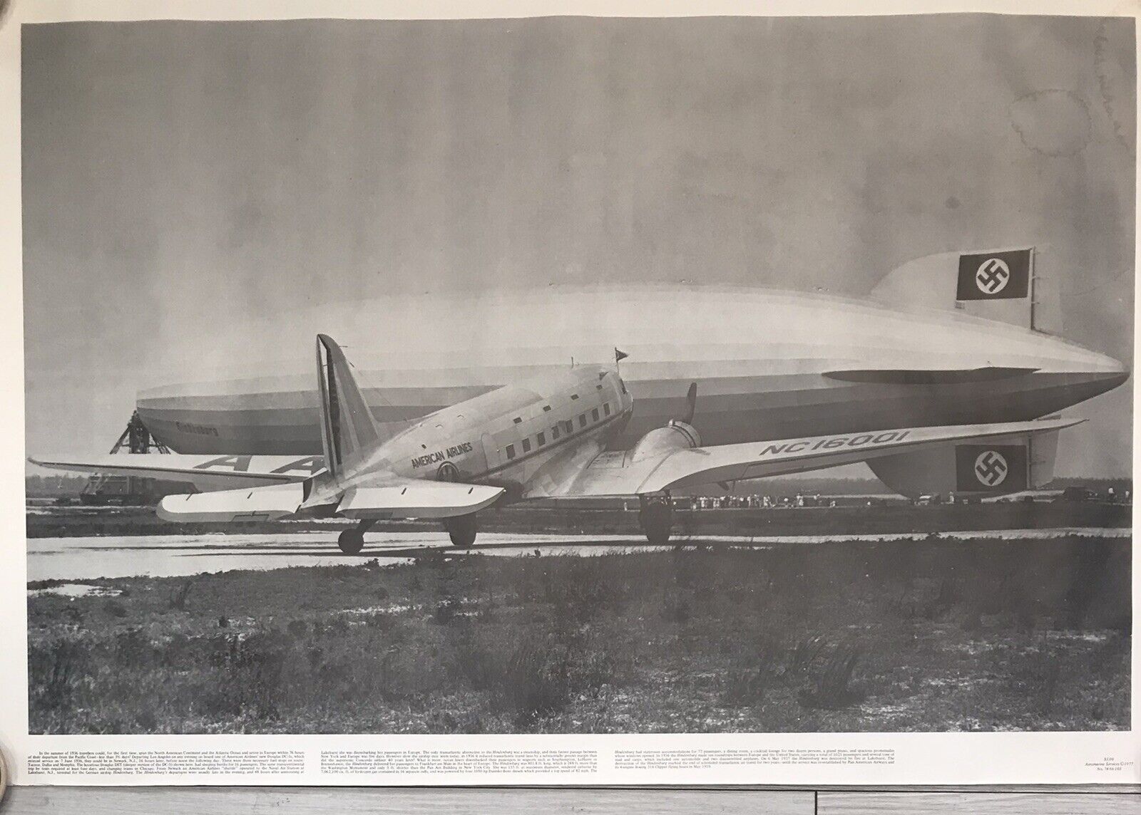 Vintage 1977 American Airlines NC 16001 & Hindenburg Poster