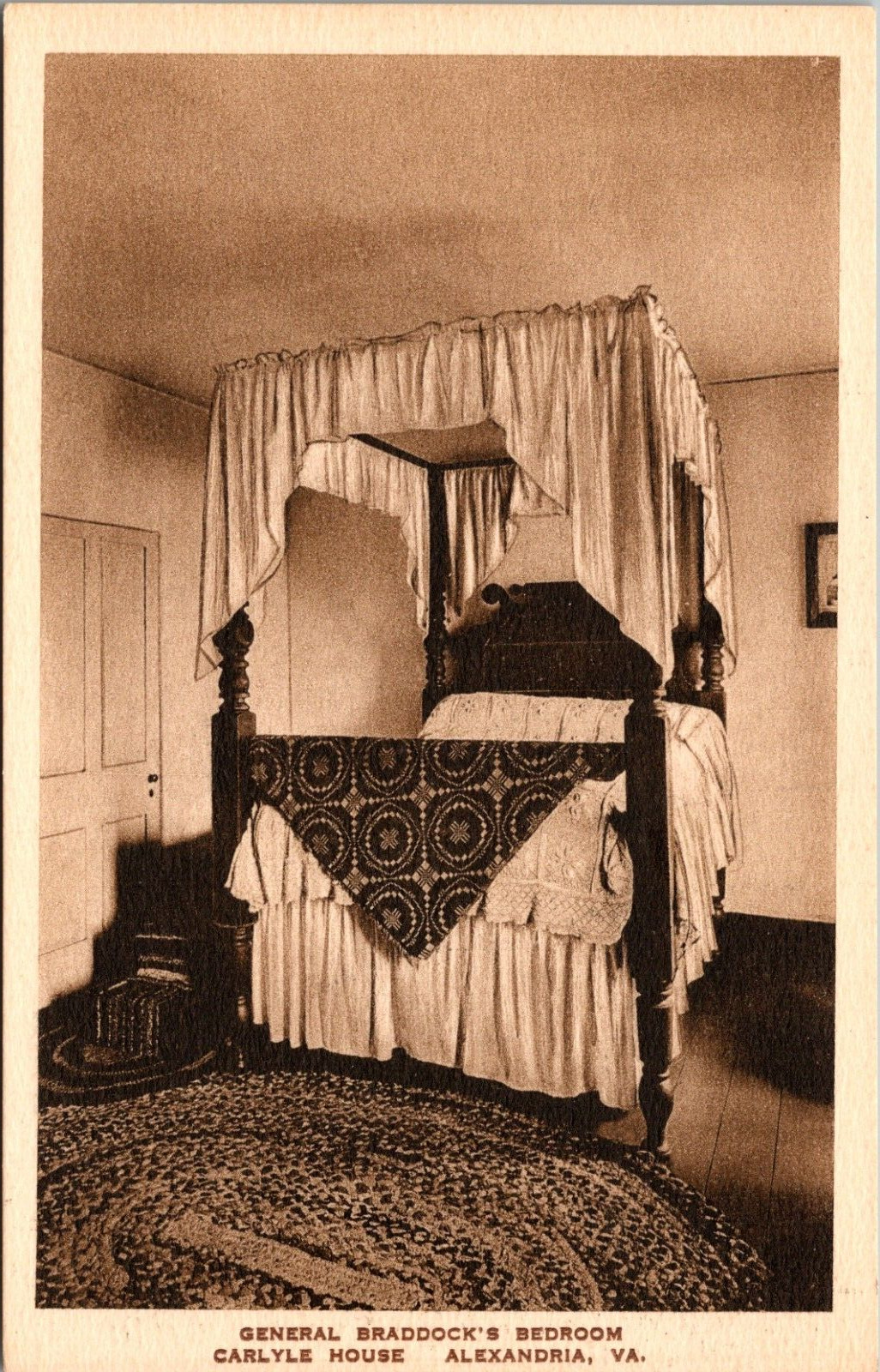 General Braddock's Bedroom Carlyle House Alexandria Virginia RPPC Postcard