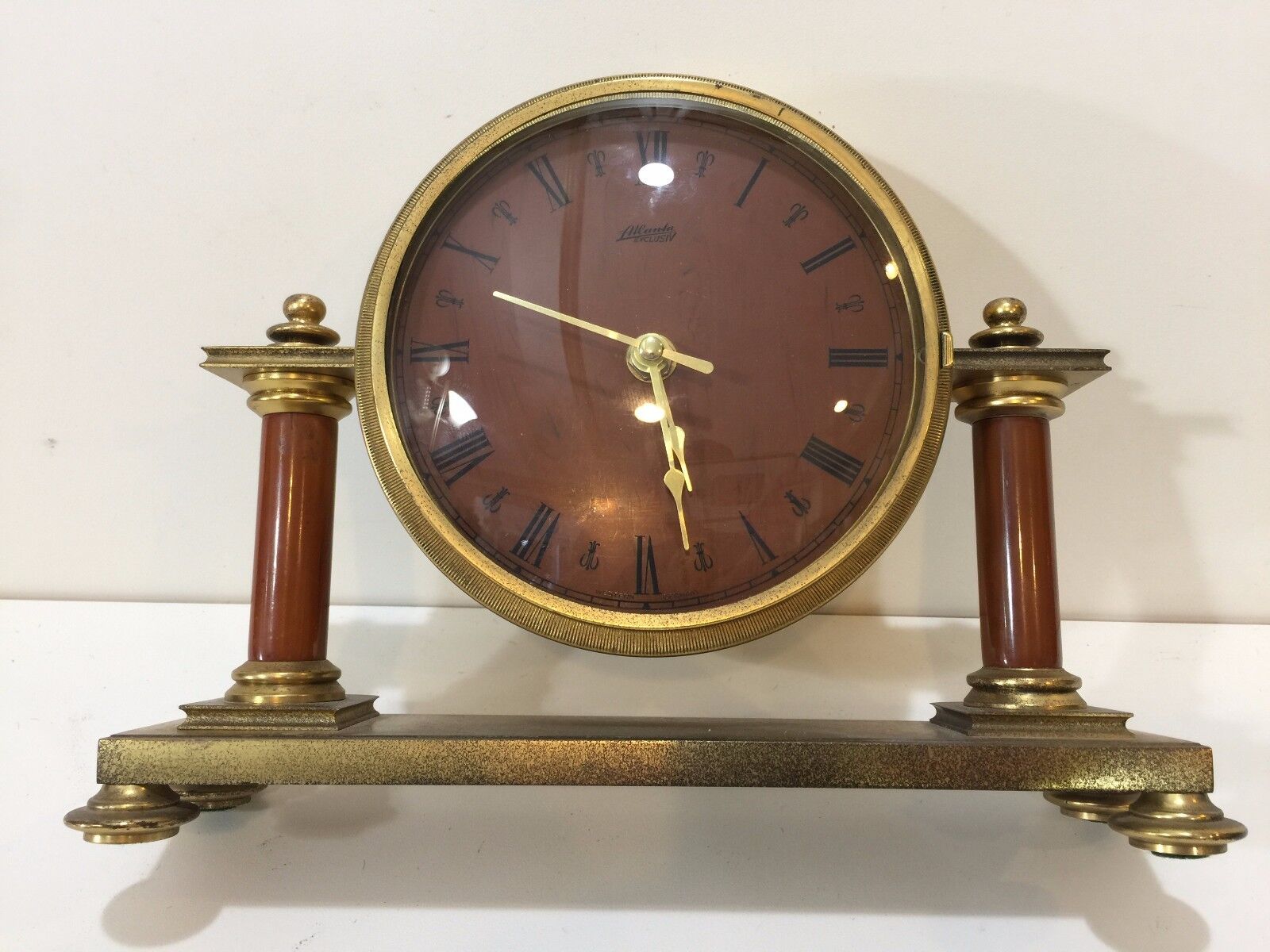 Vintage Atlanta Exclusiv Brass Desk Clock, Made in West Germany