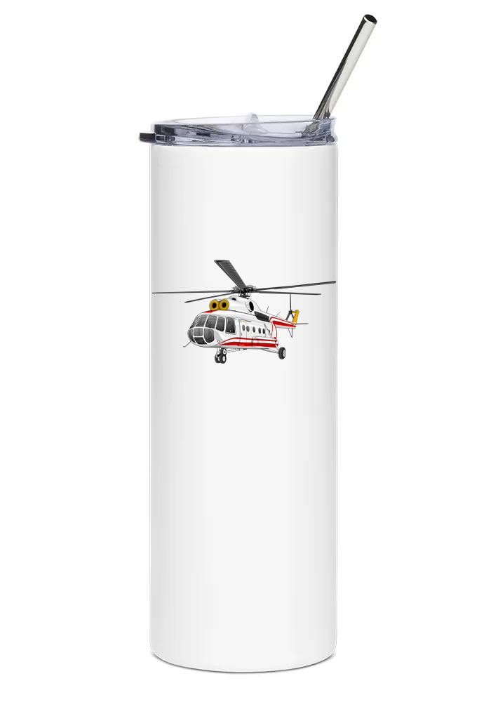 Mil Mi-8 Stainless Steel Water Tumbler with straw - 20oz.