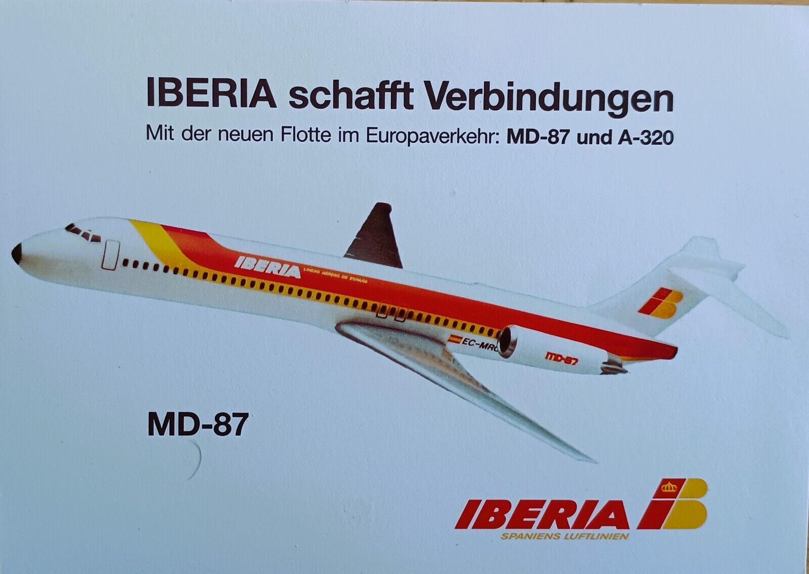 IBERIA Airlines Spain MD-87 Postcard,  Advertising, Text is in German