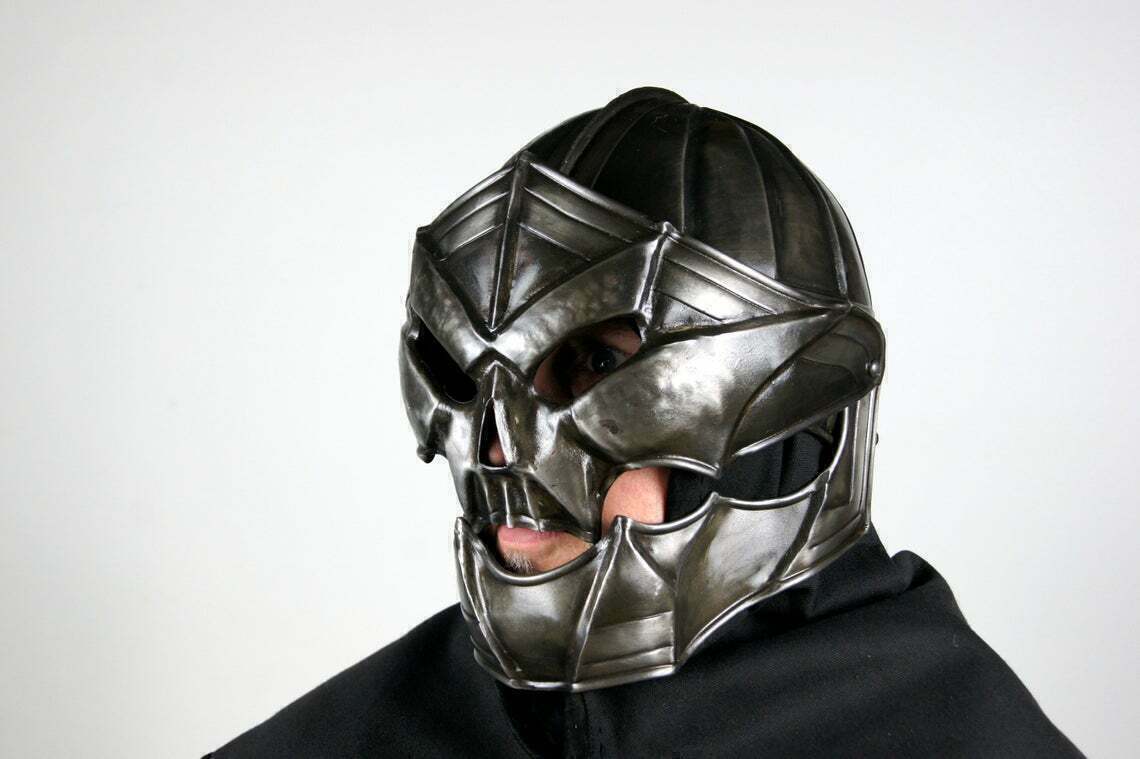 Blackened 18 Gauge Steel Medieval Demonic Face Death knight Helmet