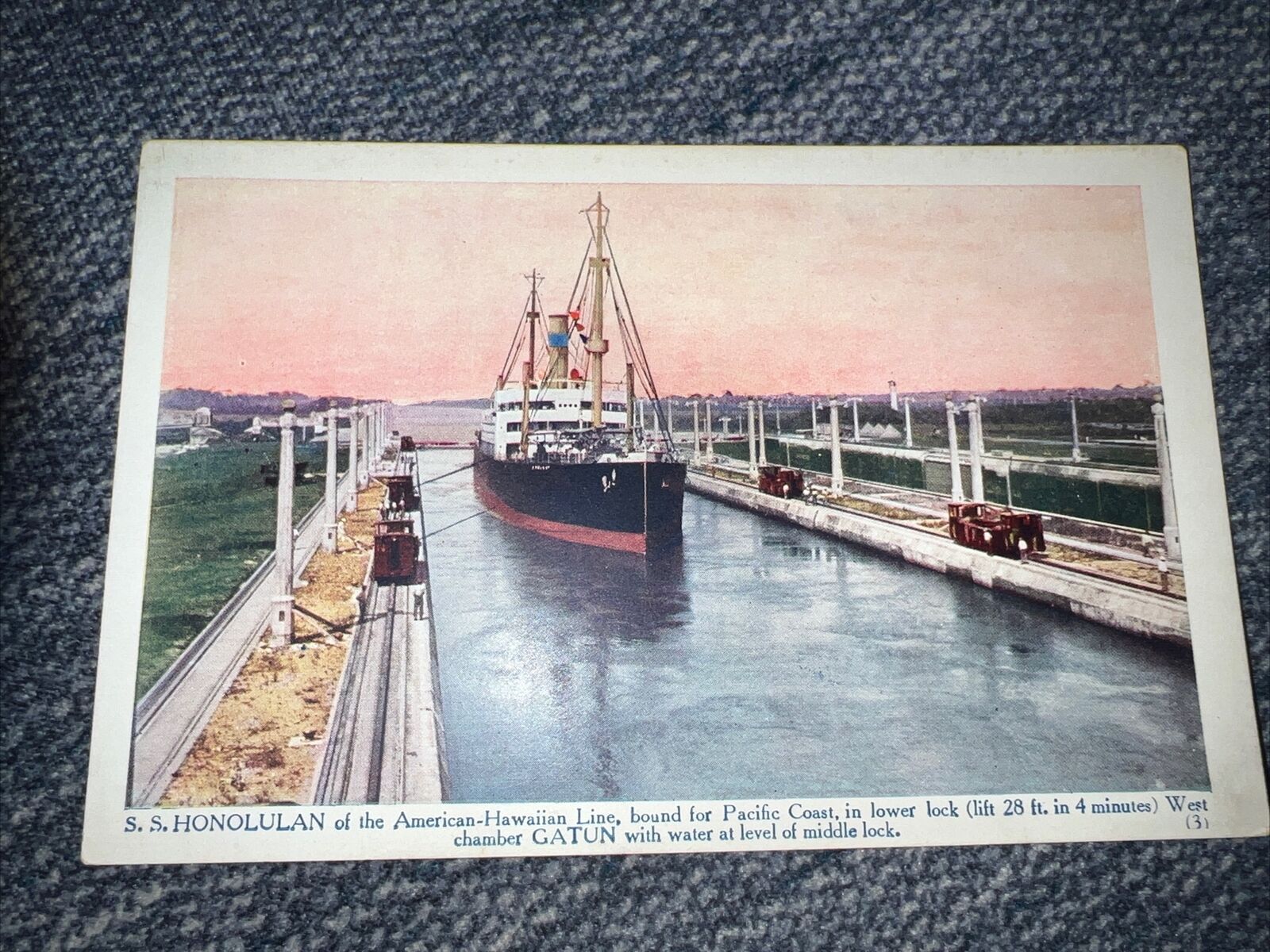 SS Honolulan American-Hawaiian Steamship Company Gatun Locks Vintage Postcard