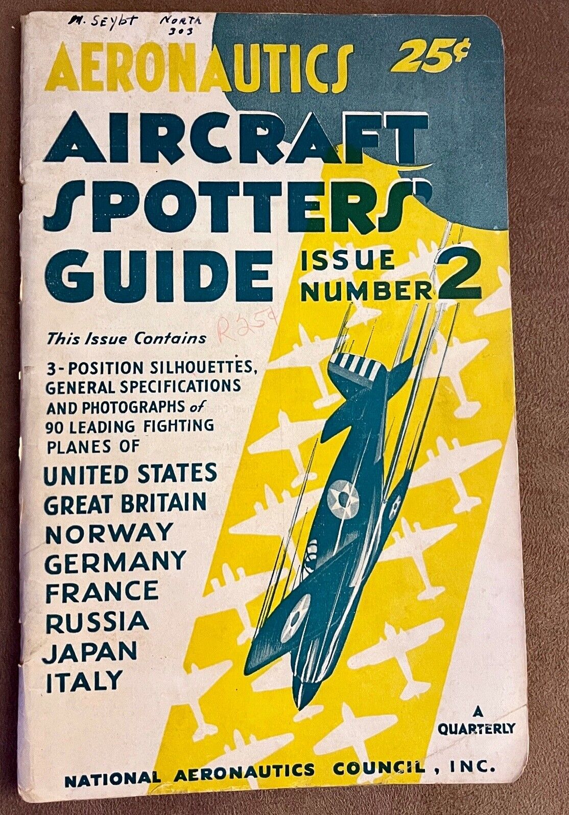 Vtg Airplane WWII 1940s Aircraft Spotters Guide Volume 2 Aeronautics Quarterly