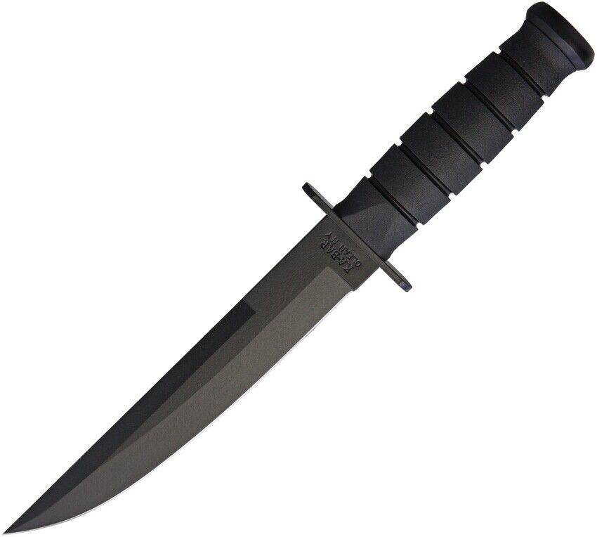 Ka-Bar Modified Tanto Fixed Blade Knife Black Handle Black Plain 1095 Blade 1266