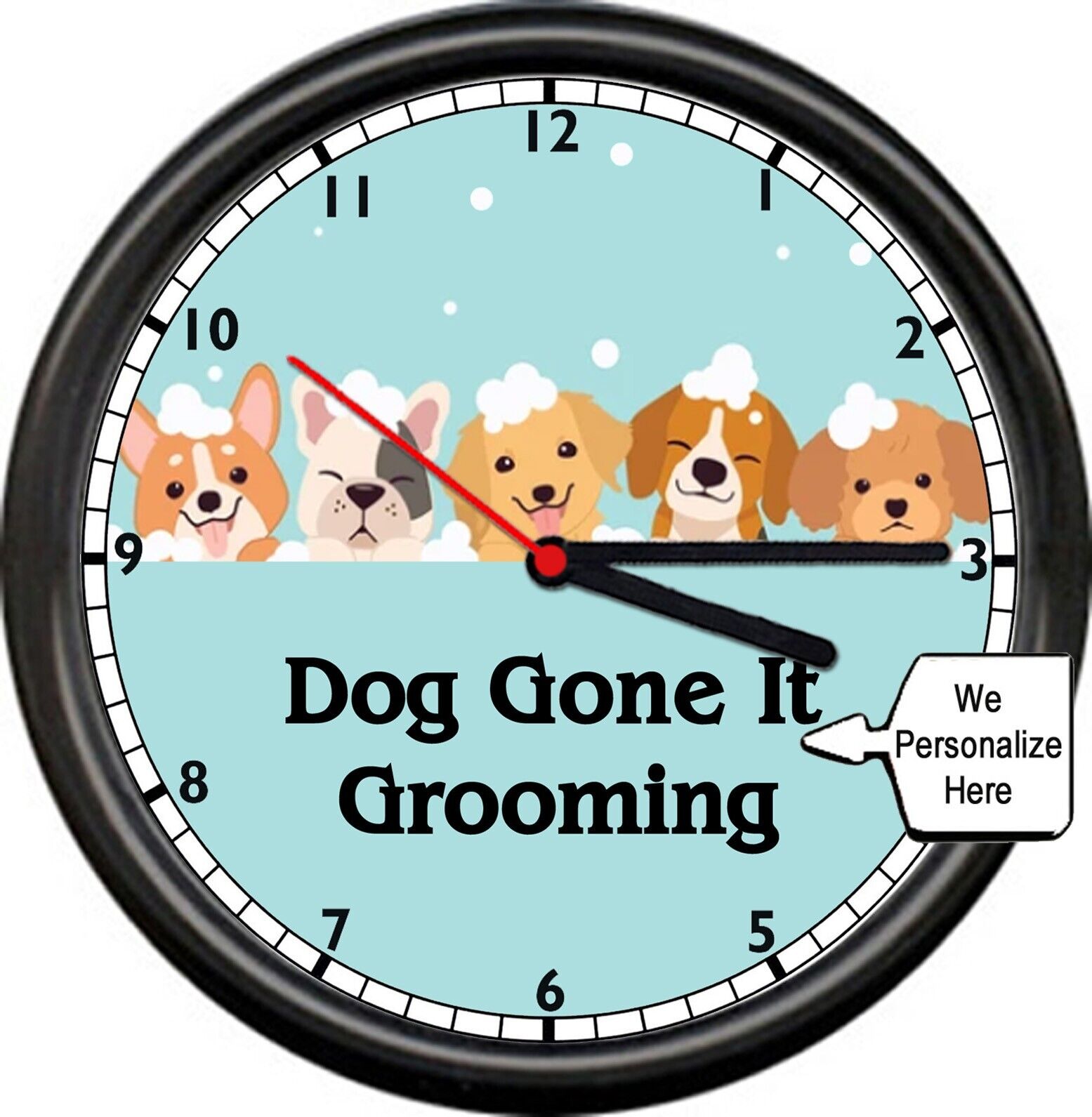 NEW Personalized Gift Dog Grooming Pet Store Groomer Wash Bath Sign Wall Clock