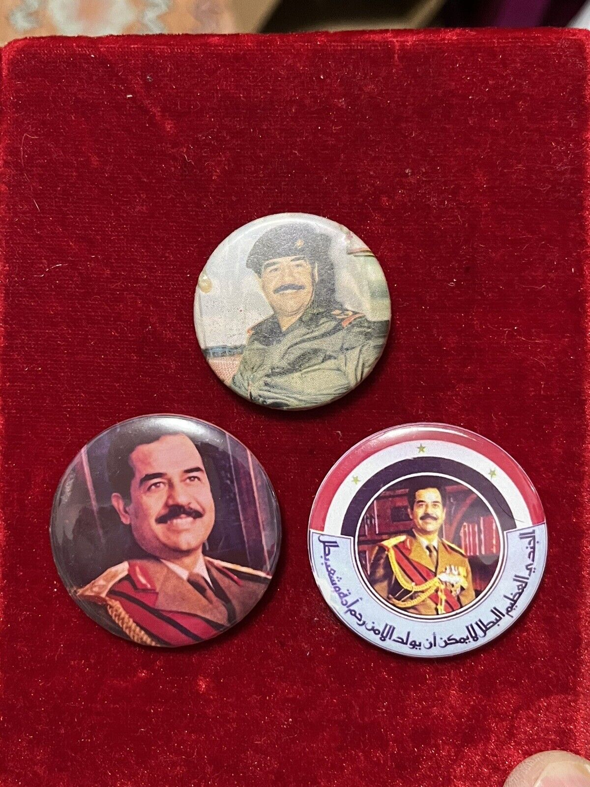 Iraq- Iraqi Vintage Saddam Hussein Metal Pin 1990's. Lot of 3