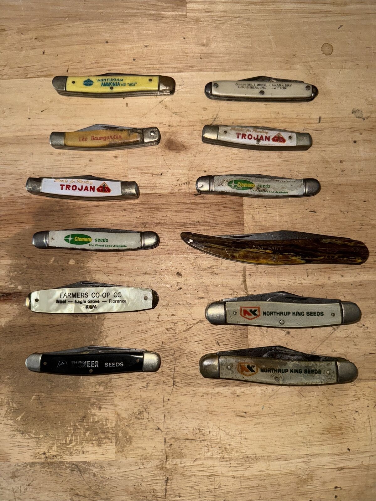 Vintage Pocket Knife Lot Grain Belt Pioneer Northrup CO-OP Trojan Amoco x12 GIFT
