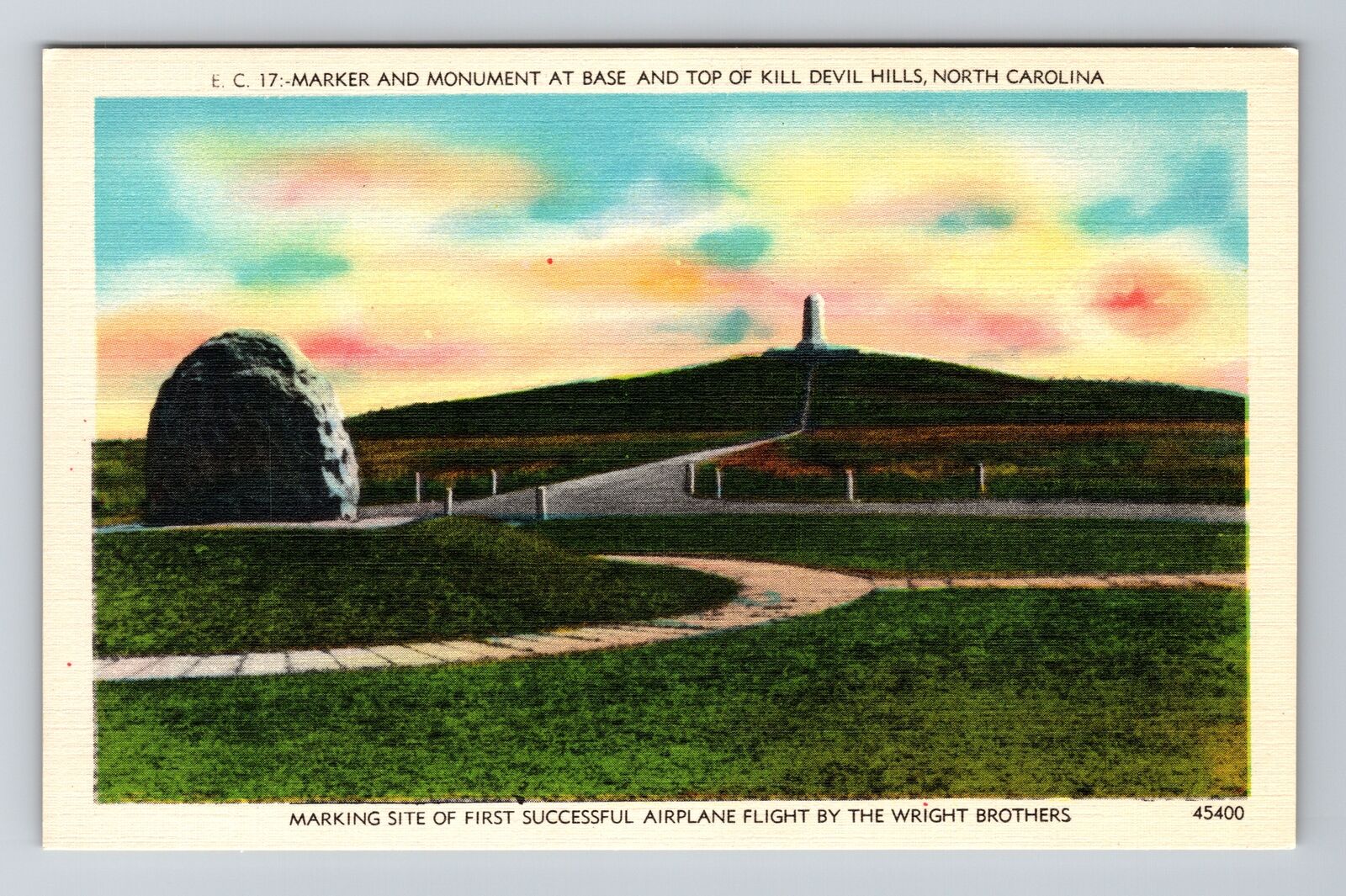 NC-North Carolina 1st Successful Airplane Flight Wright Brothers Old Postcard