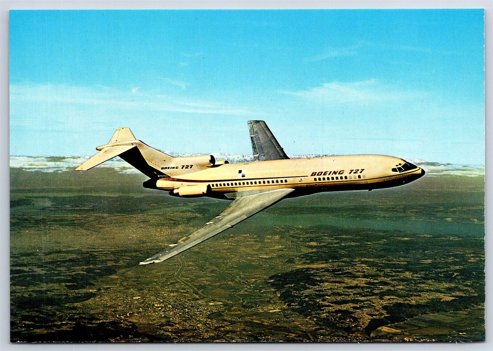 Airplane Postcard Boeing 727 Intercontinental Jetliner Mid Air Plane Stats DI11
