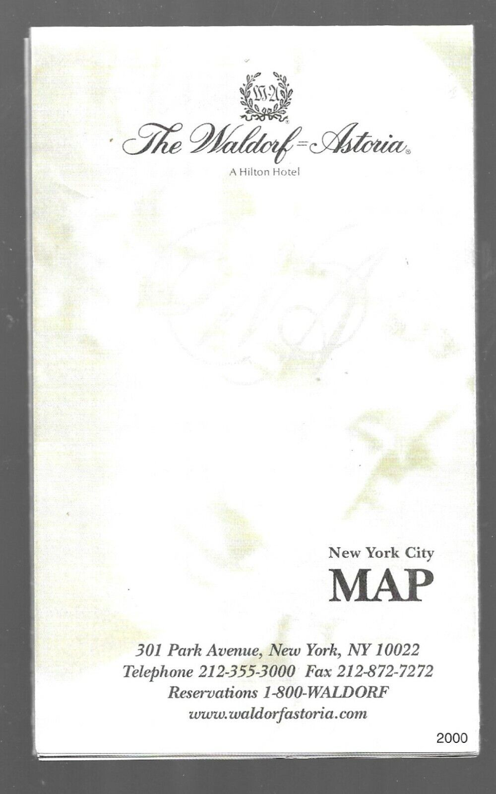 WALDORF ASTORIA NEW YORK CITY MAP 2000  & 2 POST CARDS 