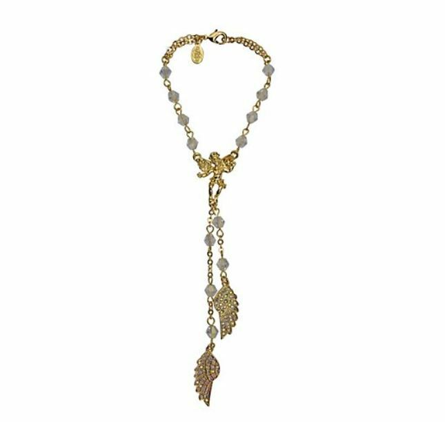 KIRKS FOLLY PROTECT ME ANGELS WINGS FOR SAFE TRAVEL CHARM ORNAMENT  Goldtone