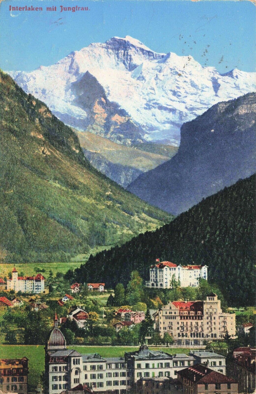 Interlaken with Jungfrau Switzerland Vintage PC