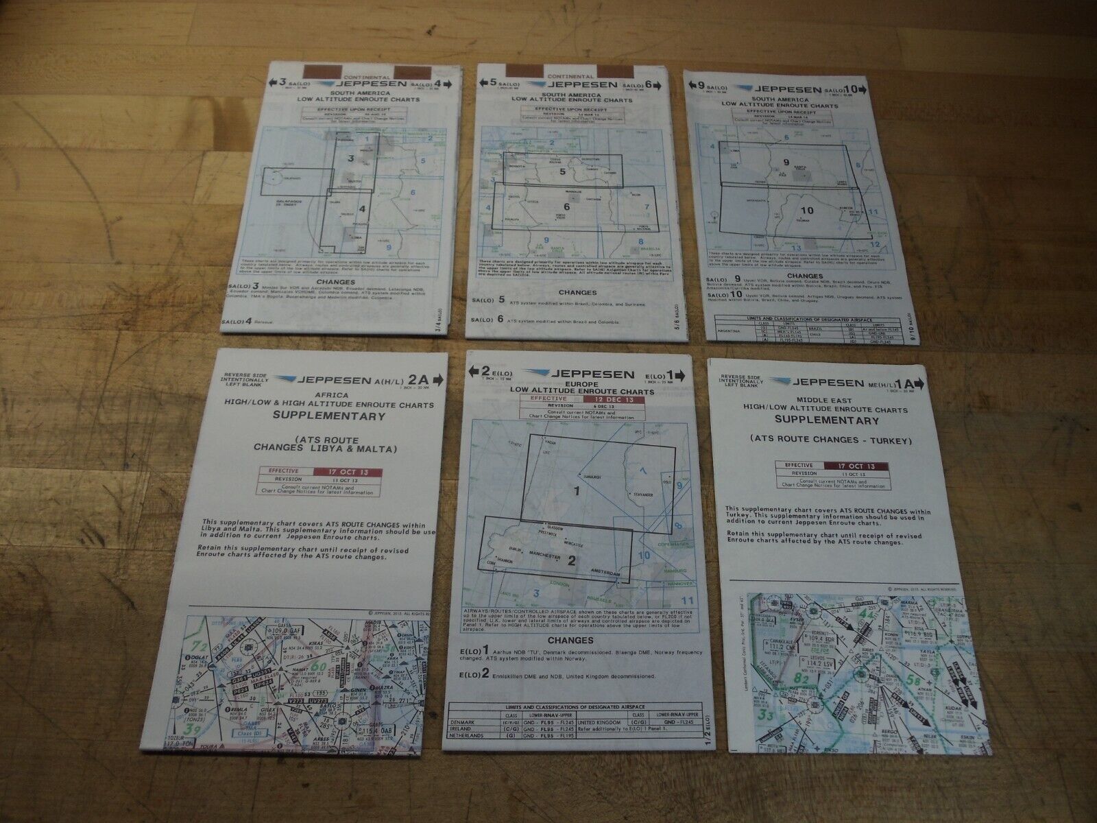 Jeppesen aeronautical Enroute Charts, Africa, Middle East, Europe, South America