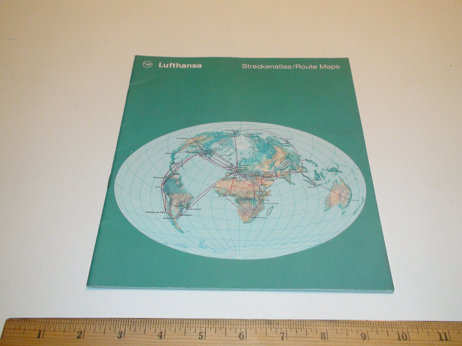 Lufthansa Airlines 1970s Route Map - 31 pages - In-Flight Magazine - NICE cond.