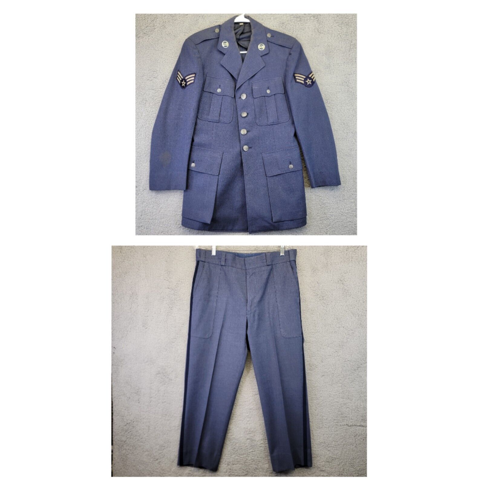 Vtg Military US Air Force Jacket Pants Uniform Outfit Tropical Size 36R Patches