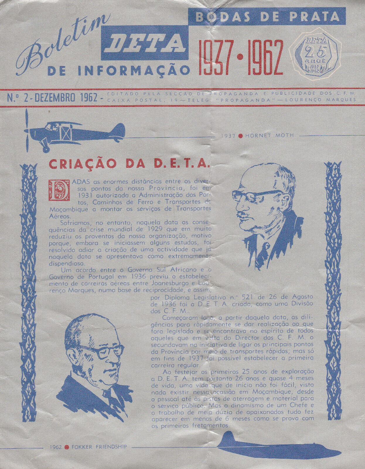 DETA Mozambique airline Boletin de Informacio 1962