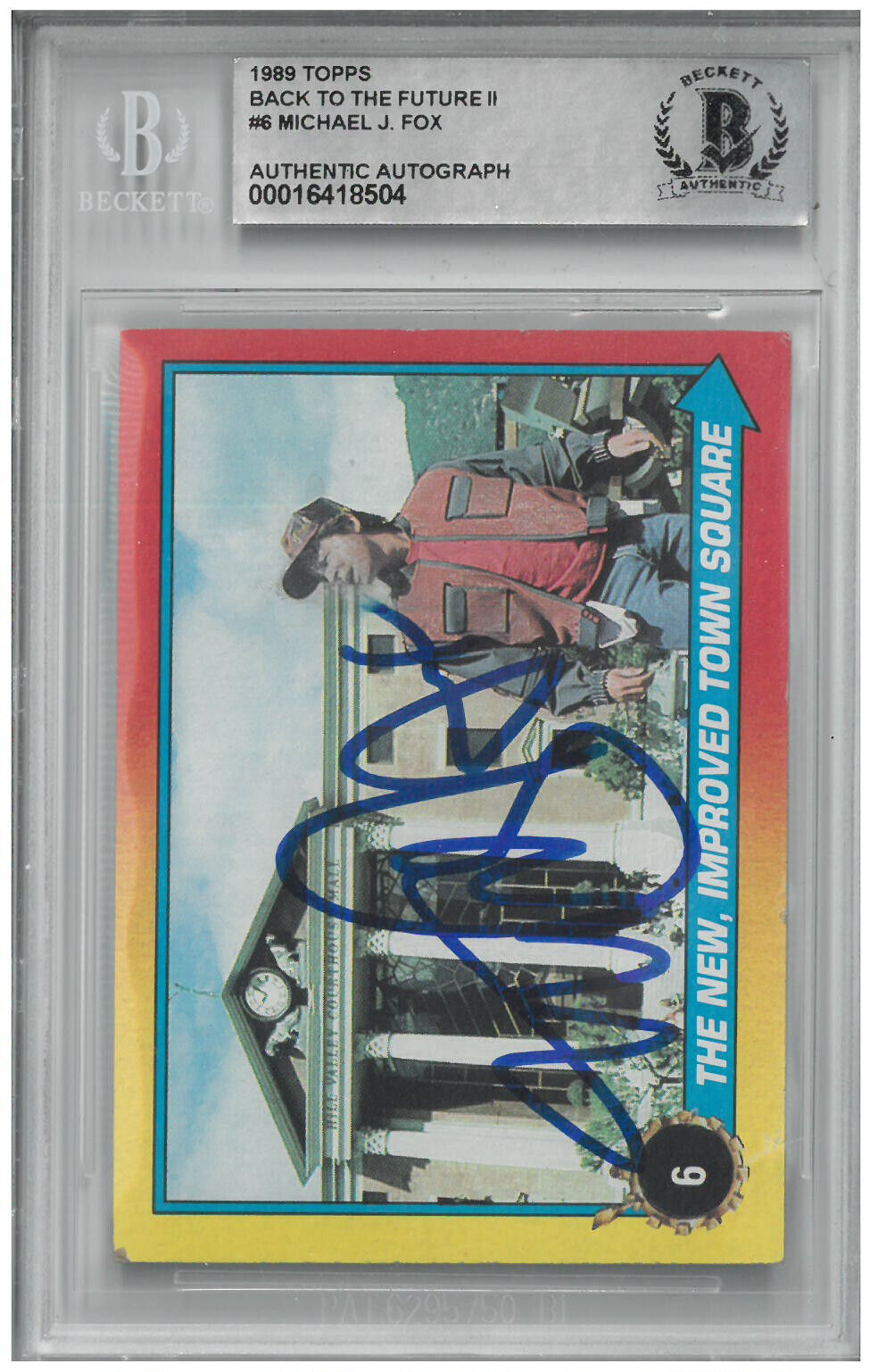 Michael J Fox Signed Autograph Slabbed Back To The Future II Topps Card Beckett