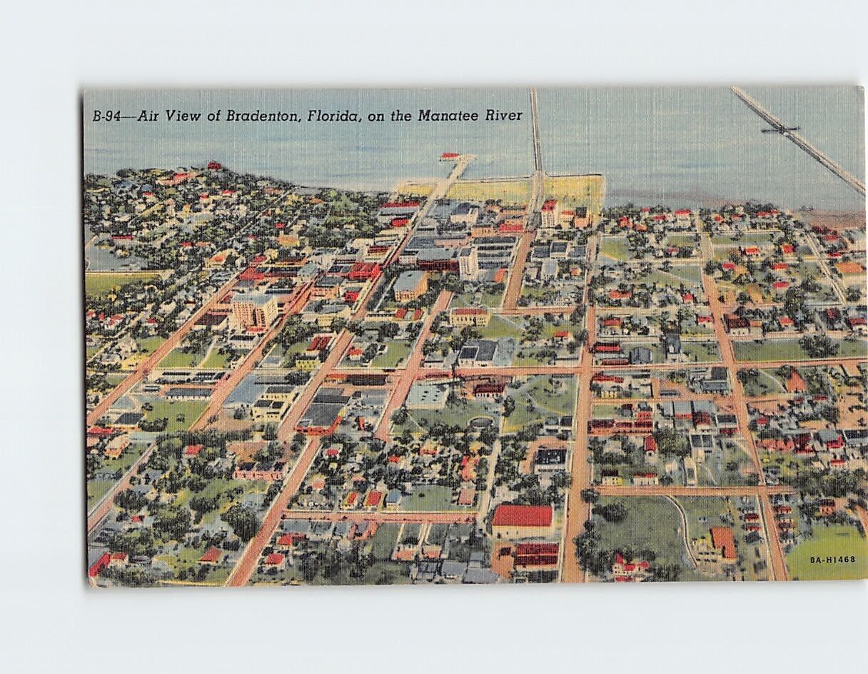 Postcard Air View of Bradenton on the Manatee River Bradenton Florida USA