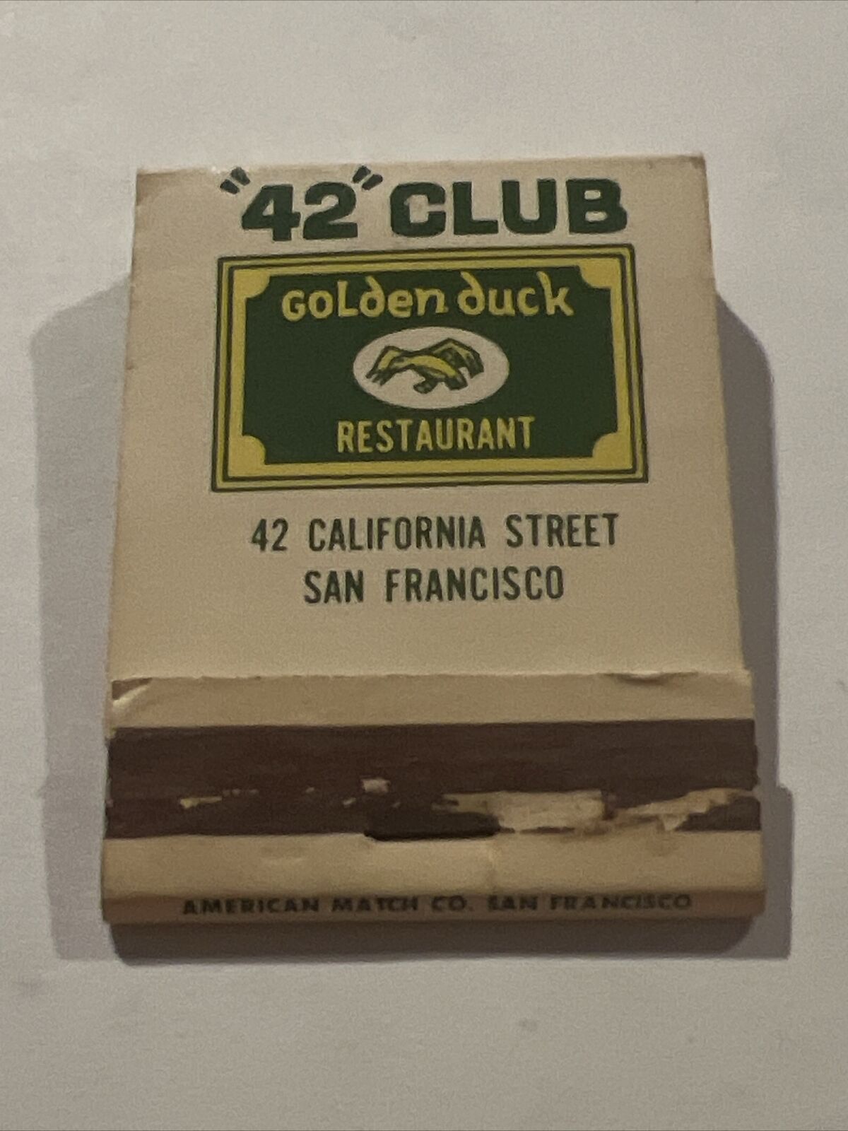c1950 Golden Duck Restaurant 42 Club San Francisco California CA Matchbook