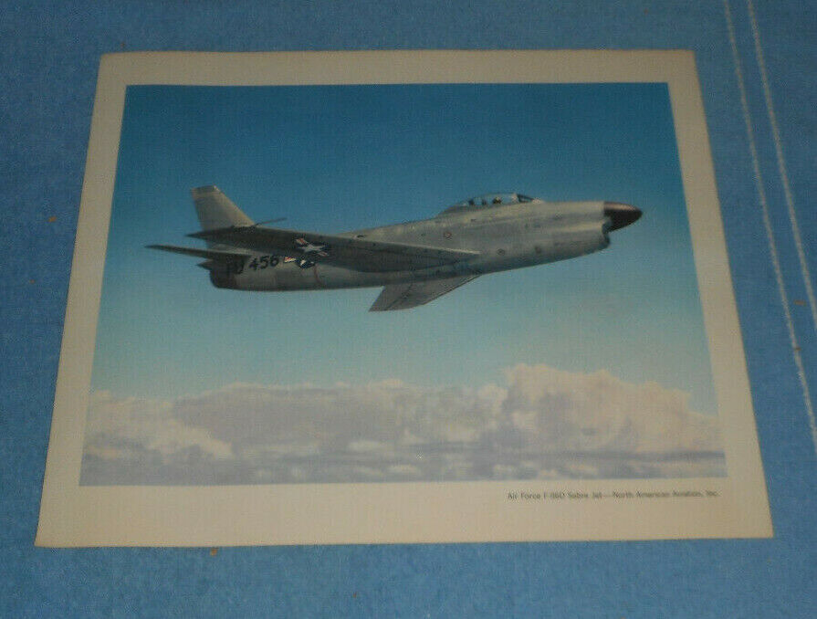 Vintage NAA North American Aviation Print USAF F-86D Sabre Jet Aircraft Flight